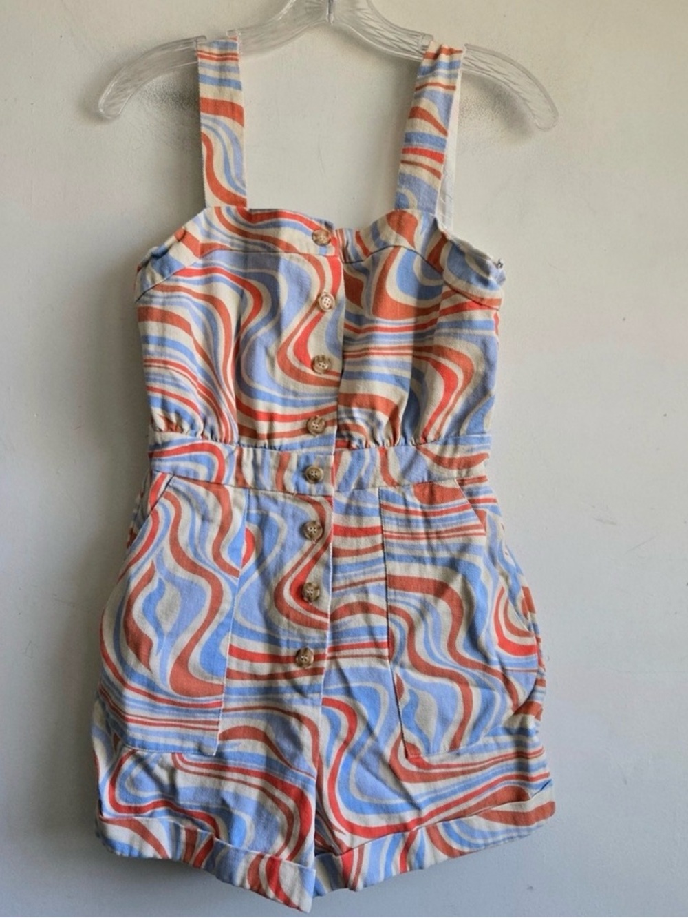 Frnch Paris Psychedelic Swirl Romper Size S 100% Cotton